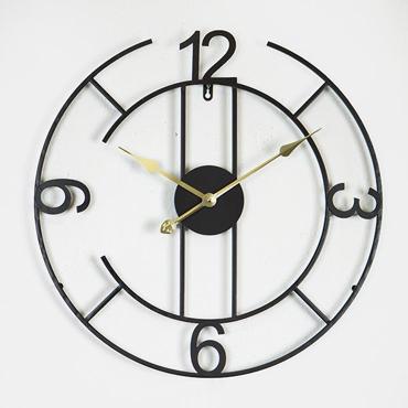 ESTHETI home Ρολόι Τοίχου Μεταλλικό Μαύρο με Χρυσούς Δείκτες Φ60x4.5cm 753-10020